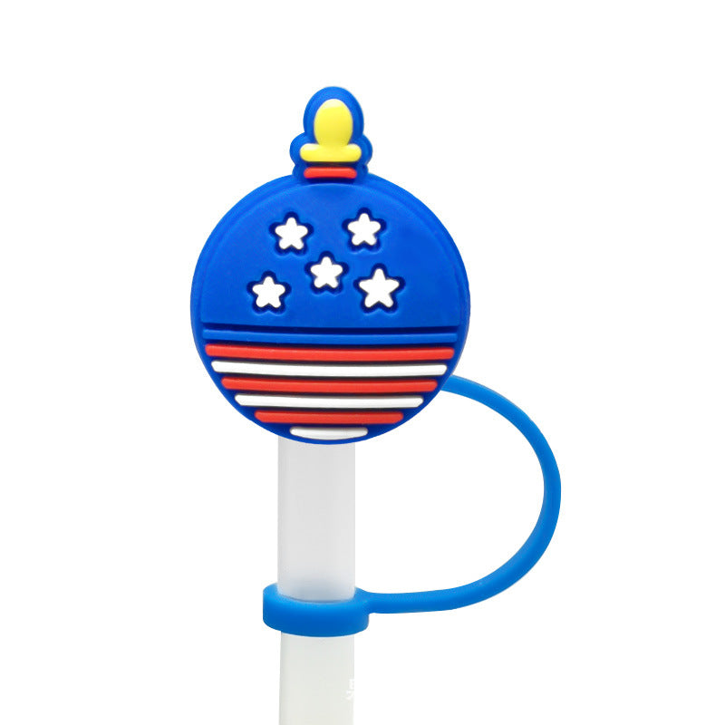 Wholesale Christmas Cartoon Straw Cover Straw Tube Cap Silicone Dust Plug